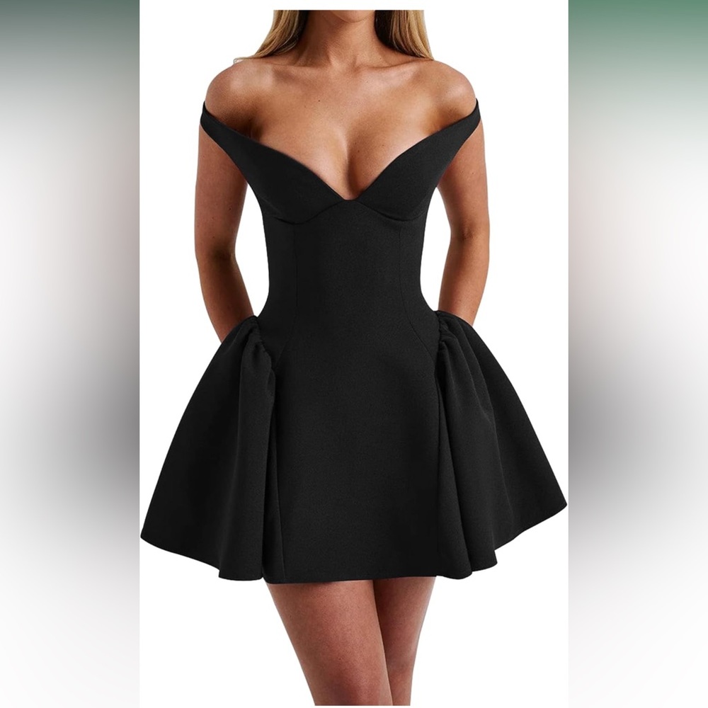 Amazon Black Off Shoulder Mini Dress